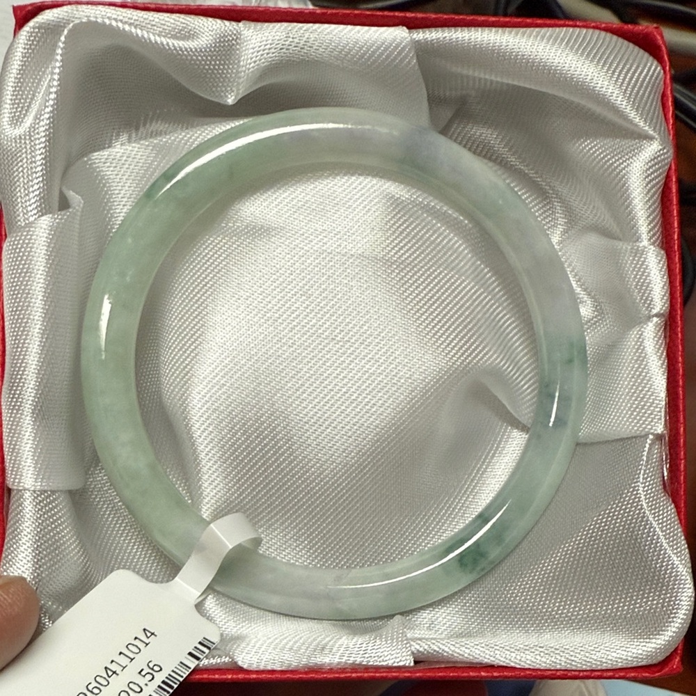 Jadeite Green and White Round Bangle Bracelet - Elegant Women’s Jewelry